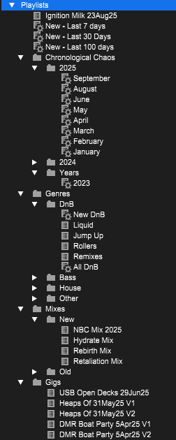 Splittah's Rekordbox playlist folder structure